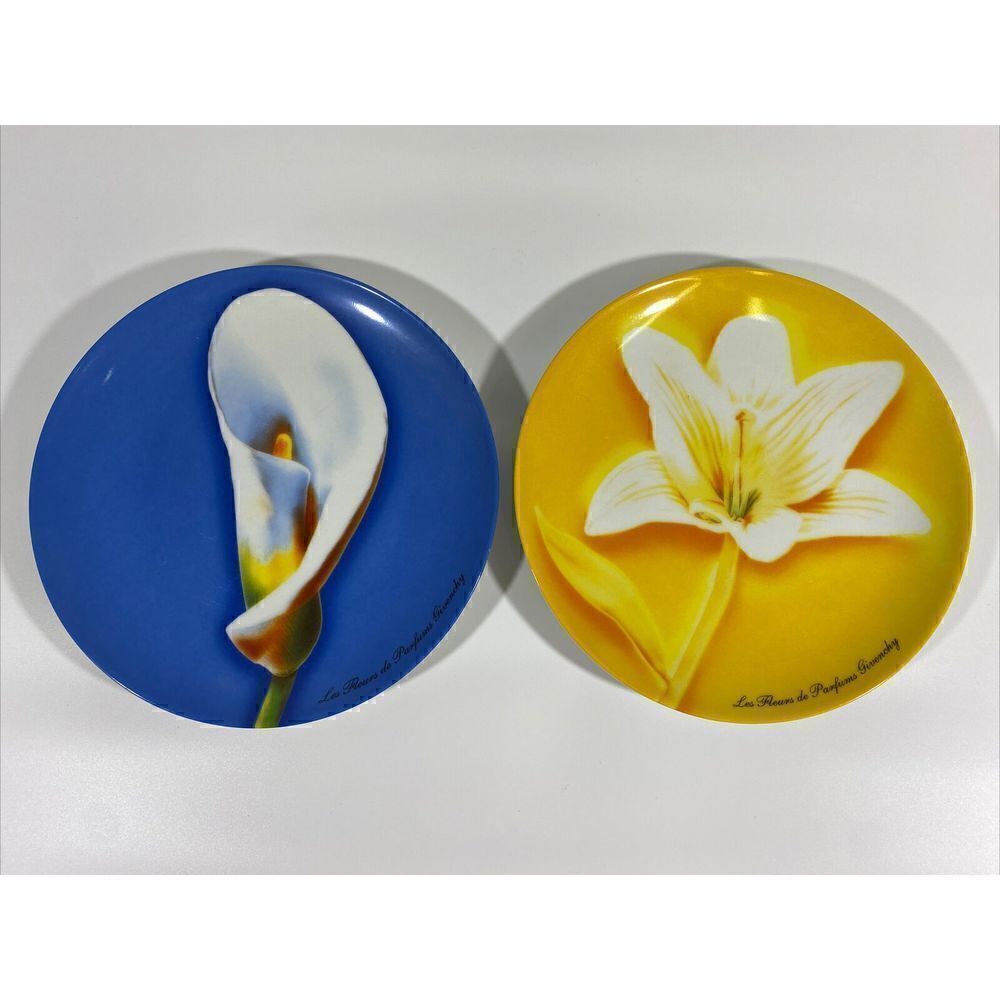 Vintage Givenchy Paris Les Fleurs de Parfums Porcelain Flower Plates - Set of 2